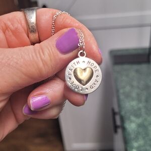 Hand Crafted Silver Necklace with Gold Heart Pendant